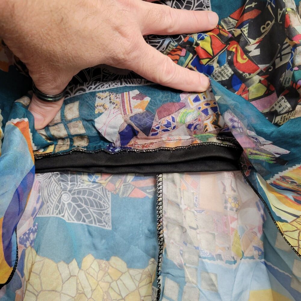 Artistic Patchwork Top Small Multi-Color Abstract… - image 4